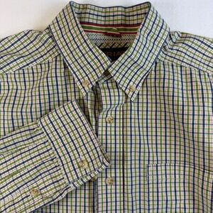 Ariat Pro Series Plaid Long Sleeve Shirt Men's M Blue Green Western Cowboy